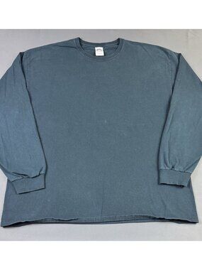 Rare Vintage Y2K Gildan Sun Fade Blank Black Long Sleeve Shirt 2XL Hype Art